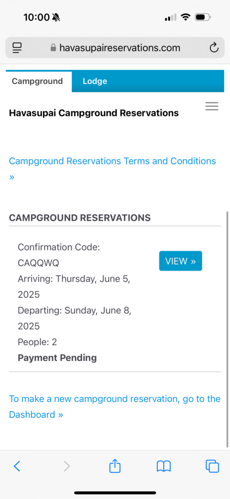 Havasupai trip permits